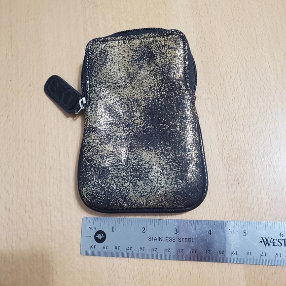 Metallic Copper Gold Shimmer Distress Black Zip Wallet - Picture 7 of 7